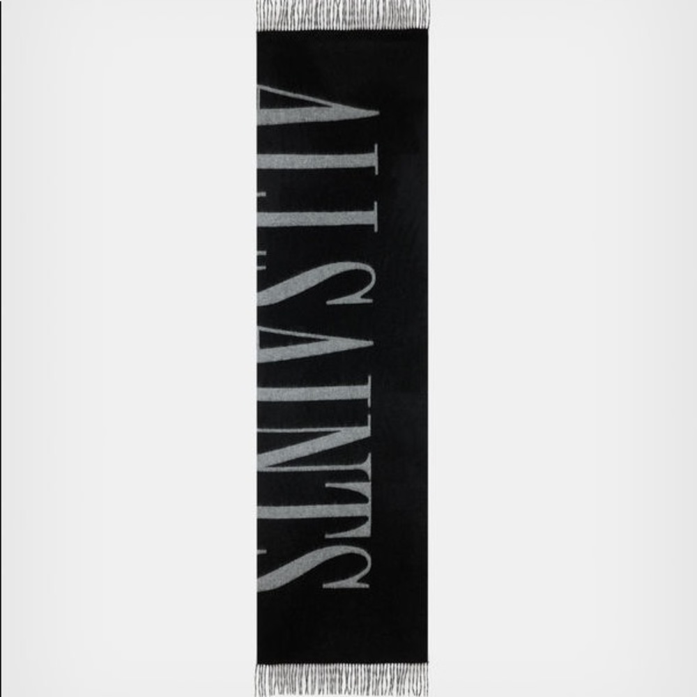 All Saints Reversible Black Max Wool Scarf